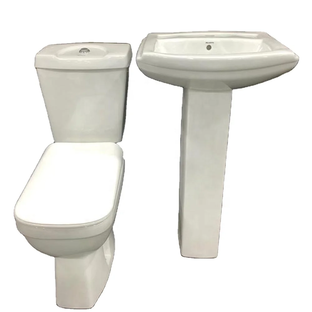Dual / Single Flush Two Piece Water Closet and Cistern Wash Down Toilet Seat and Pedestal Wash Basin Set from Vistaar Brand Ind.