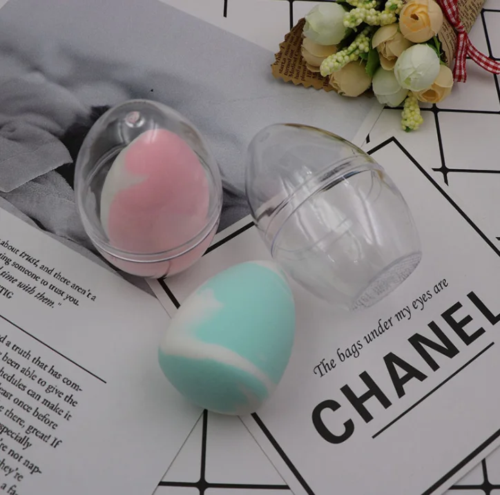 
beauty trends Plastic Clear PVC/PET box Cosmetic Blender Folding Packaging Box eggshell Private Label Makeup Sponge Case 