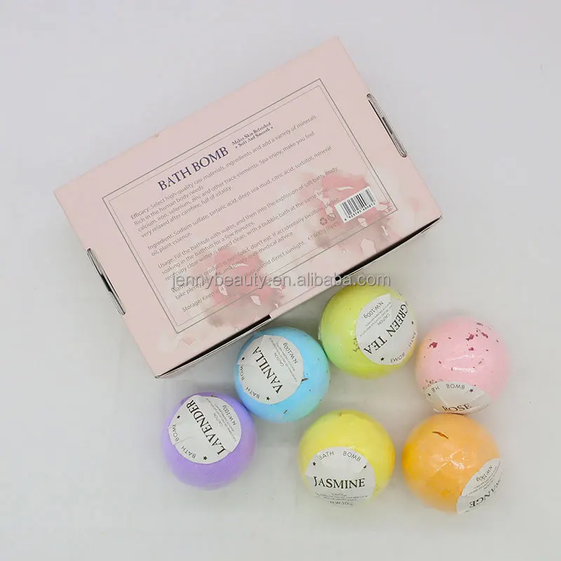 Hot selling OEM 6pcs Gift Set Bubble Spa Bath gift kit natural organic Dry Skin Moisturize Fizzy Bath Bombs