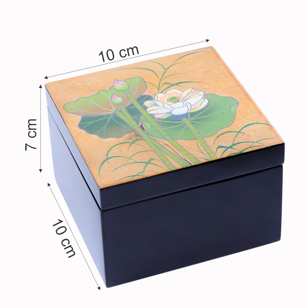
Luxury Design Hand Painted Black Lacquer Box Finish Wooden Box 1pcs Different Size Small Lacquered Case 
