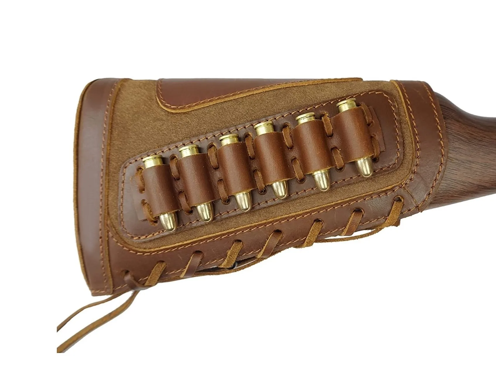 Hunting Tactical Leather Rifle Buttstock Cheek Rest Ammo Shell Cartridge Carrier Holder Quick Detach Bullet Bag Outdoor shooting