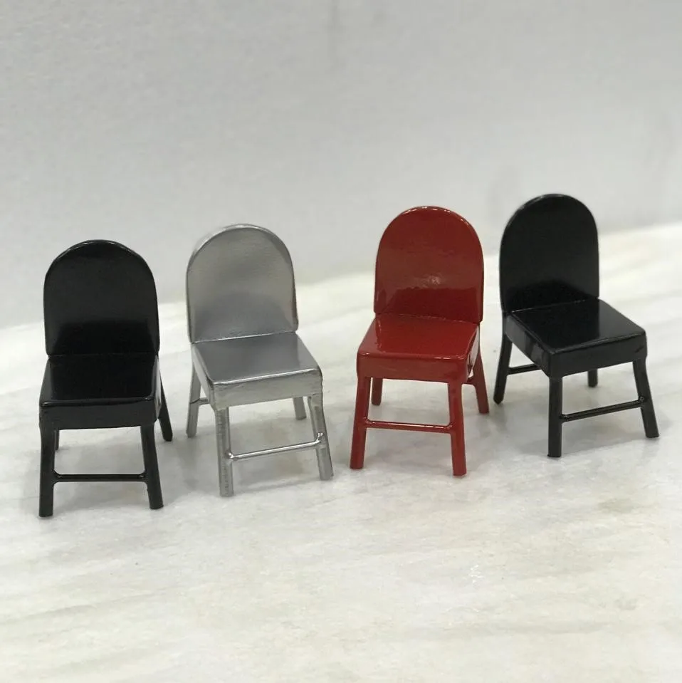 Glossy Colorful Metal Miniature Chair for Doll House Furniture Accessories Hot Sale New Design Kids Play Miniature Chairs Set