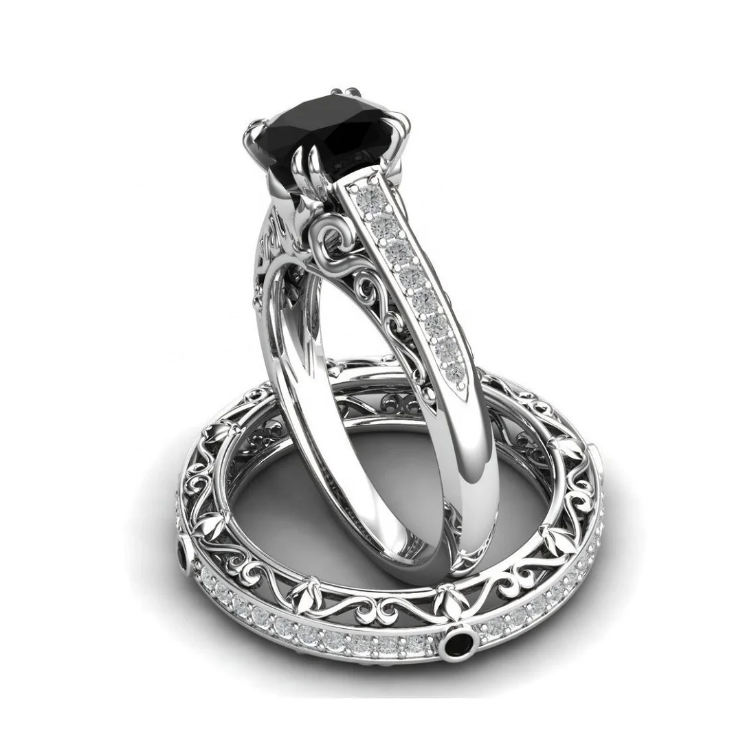 925 Sterling Silver Beautiful Black Onyx Stone Attractive Rings Set from Manufacturer at Factory Price Regular Dealer Online