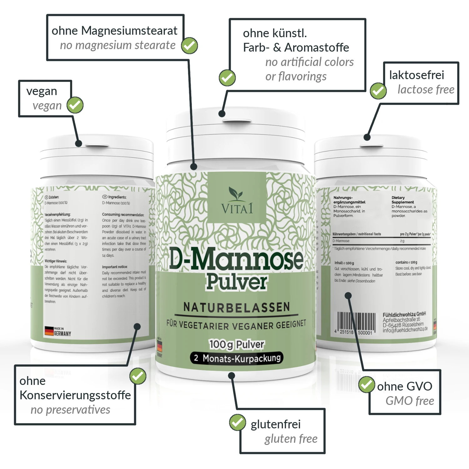 D Mannose Powder Made In Germany Health Supplements Slimming Pills VITA1 Urinary Tract Infection HealthCare Supplements