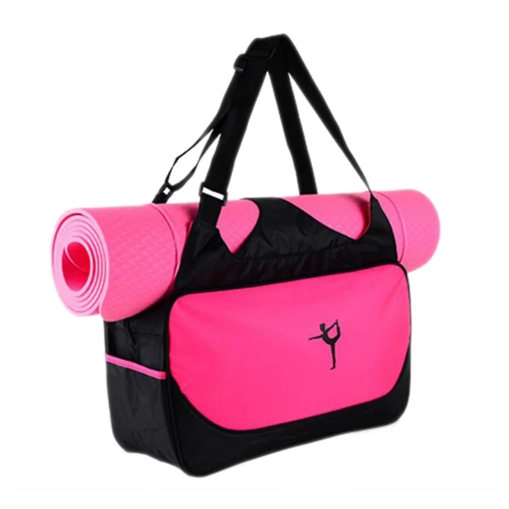 Outdoor Sport Bag Waterproof Training Yoga Bag Thicken Exercise Yoga Mat Bag Adjustable Strap Suitable for Yoga Mats in Rose Red