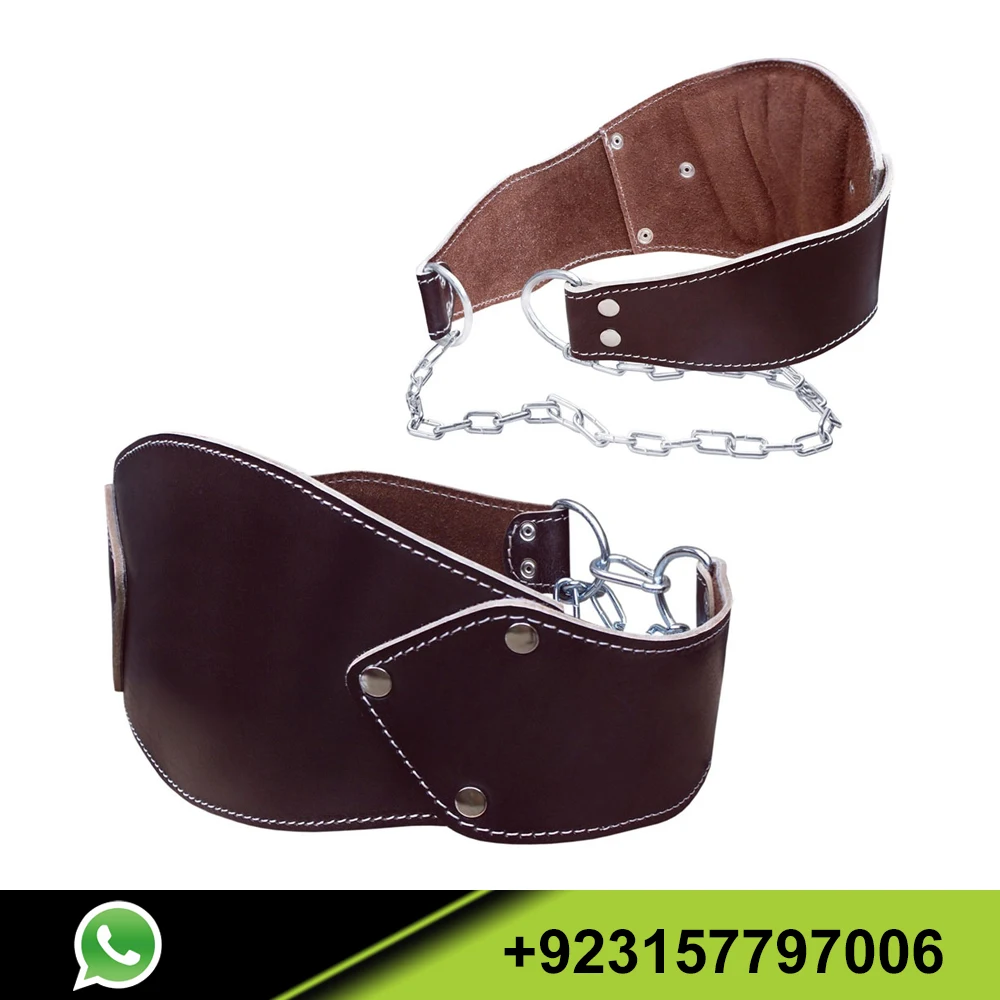 Premium Dip Belt with Chain - Weight Belt with Chain for Weightlifting Pullups and Dips High Comfort Leather Dip Belt