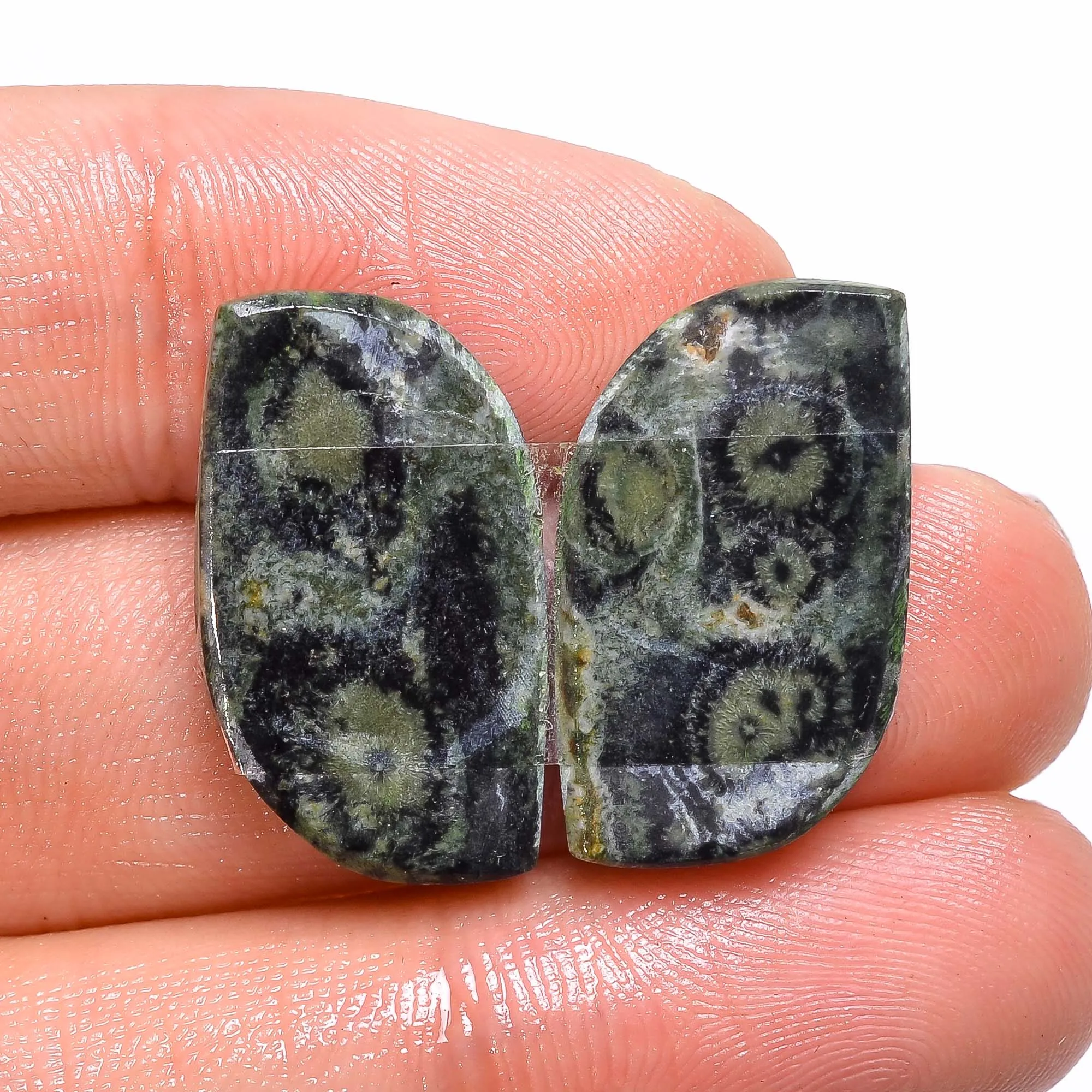 Купить онлайн пара кабошонов 18 карат натуральная звезда Галактика яшма Бесплатный размер оптовая цена