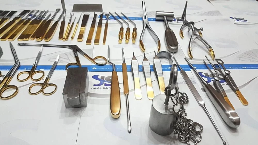 Rhinoplasty Instruments Set of 50 Pcs with Sterilizing Box and Silicone Mat, Plastic Surgery