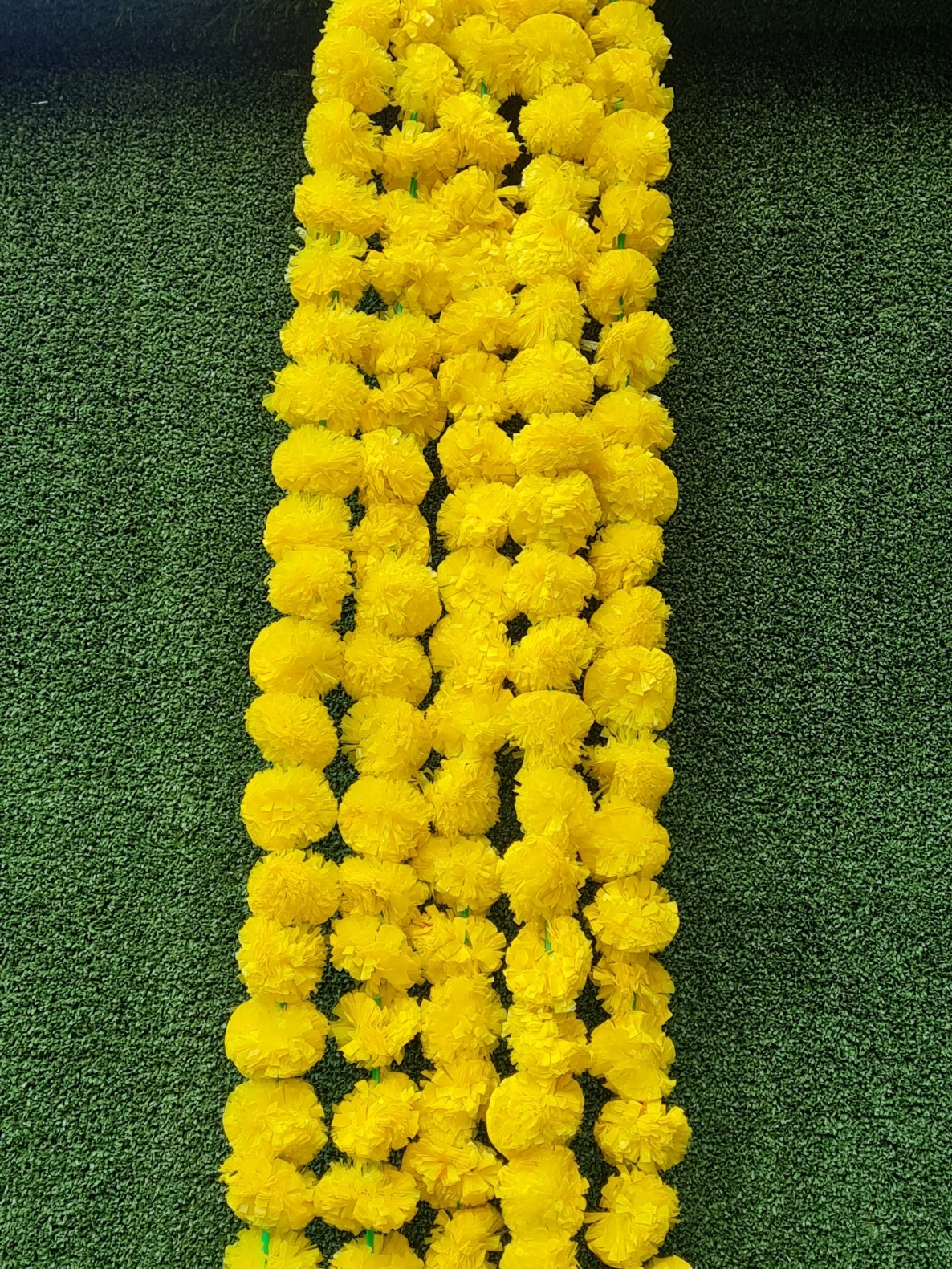 Hot Sale  Artificial Marigold flower garlands 5 ft long- yellow use in parties, celebrations, Indian weddings themed event