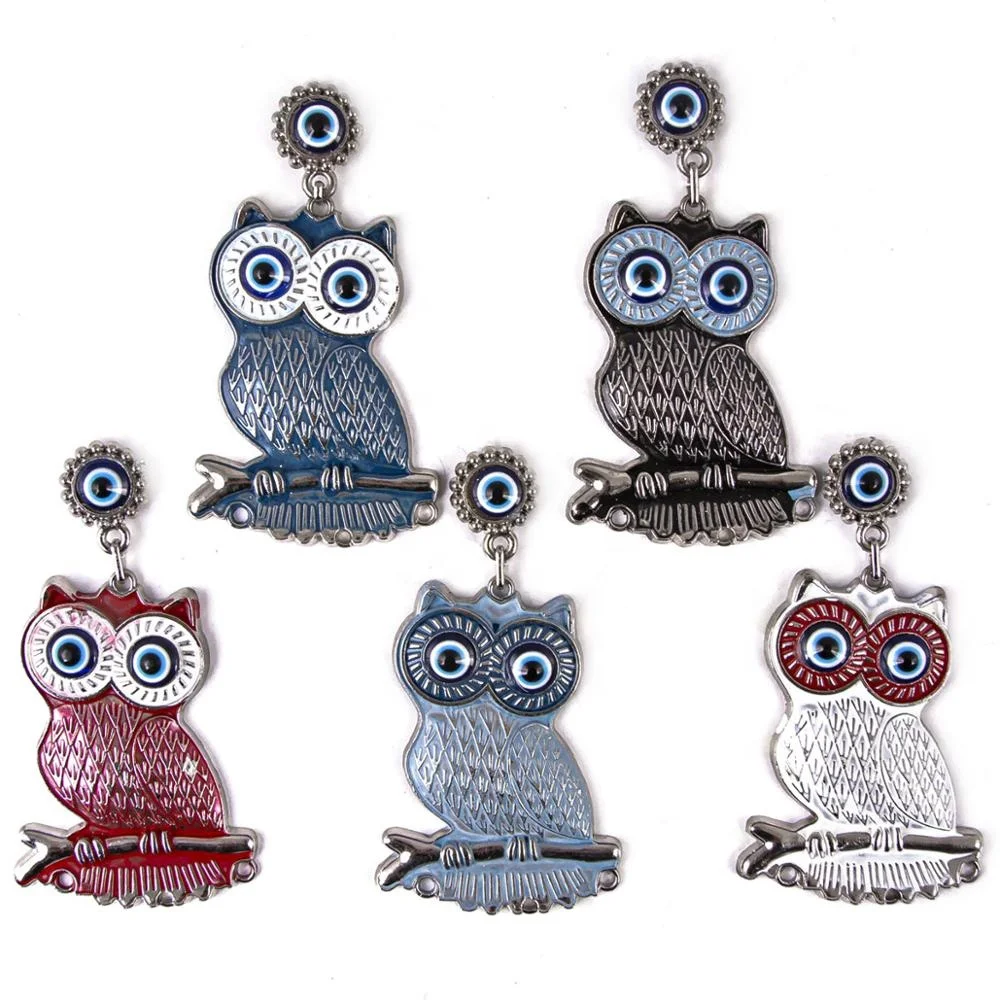 Zinc Alloy Owl Shaped Colorful Fridge Magnet With Evil Eye From Turkey