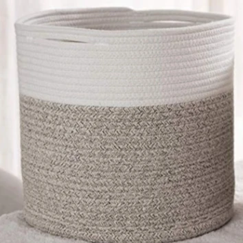 hand woven bohemian texture rope storage basket Wicker Storage Basket Rattan Seagrass Woven Foldable with Feather Household