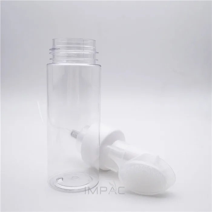 clear empty transparent foam bottle with brush 150 ml for skin care packaging