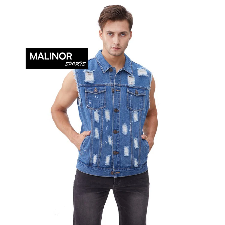 Оптовая продажа мужской джинсовый жилет без рукавов топ дизайнерские мужские жилеты