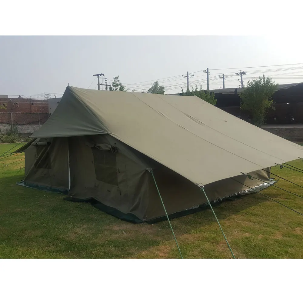 Military Cotton Canvas Small Wall Army Tent Ridge Pole Tent Custom Color Canvas Camping Military Olive Ridge For Emergency Reli