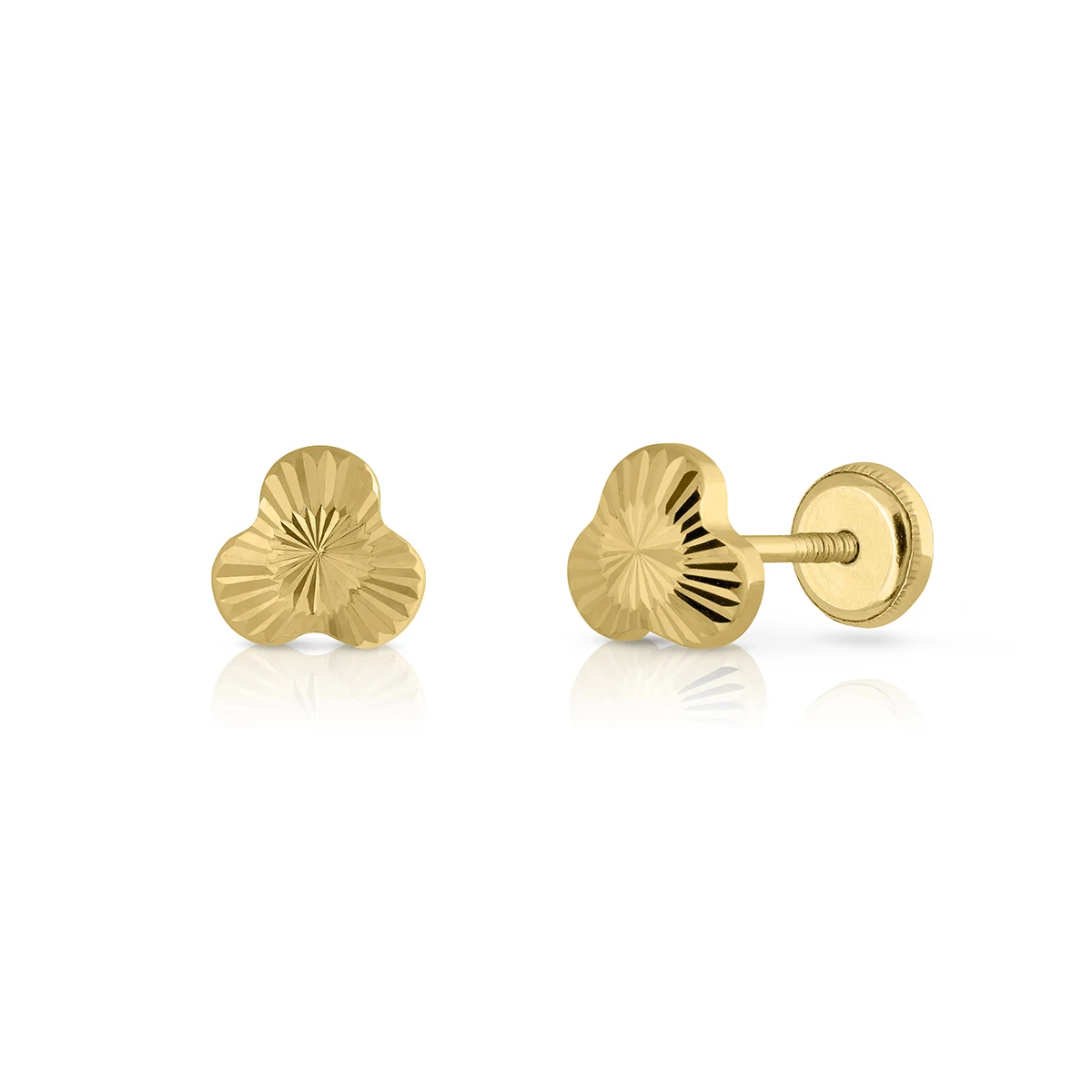 9K SOLID GOLD Fashion Earrings (Available 10k-14k-18k) Clover Women Children Kids Ear Clip Screw Back Made in Spain