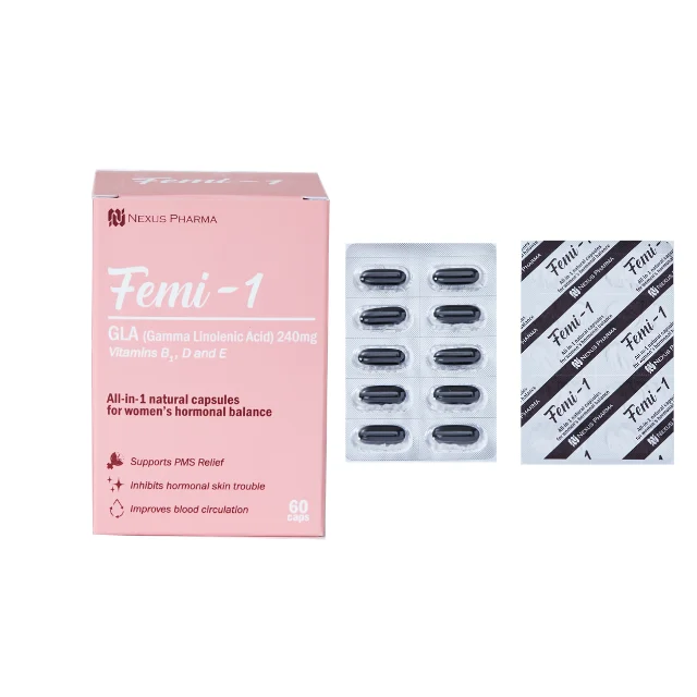 
Nexus Pharma Femi-1 Gamma Linolenic Acid Supplement for females Supporting PMS relief Inhibiting Hormonal Skin trouble 