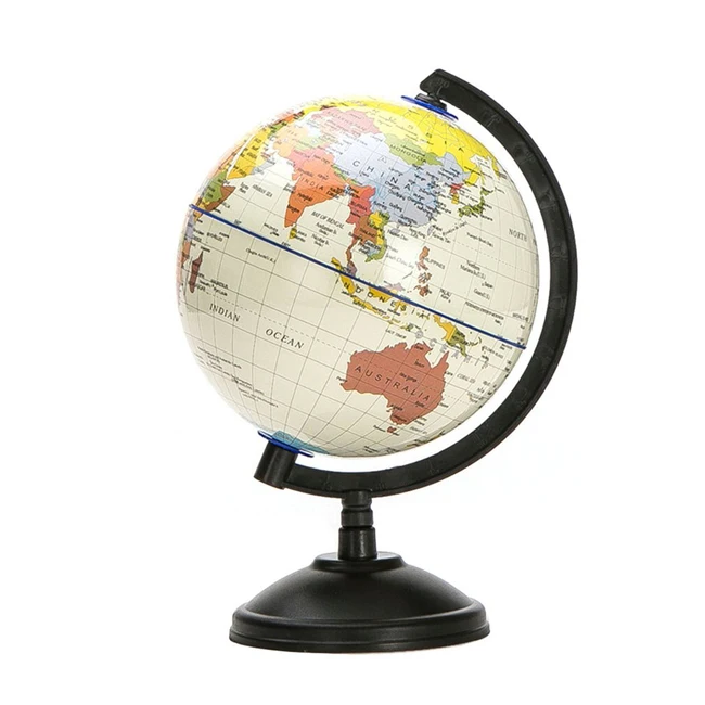 Antique Brass Metal World Globe Stand Cream Geography Product