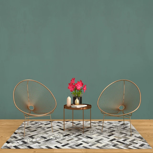 Home Decorative Rectangular Shape Indian Handmade Leather Patchwork Carpet for Decoration Floor Rug