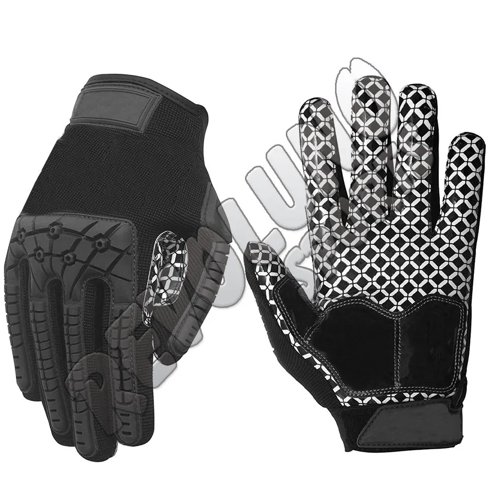 Custom Made Silicon Printed Palm Printing Padded Top Hand Lineman American Football Gloves