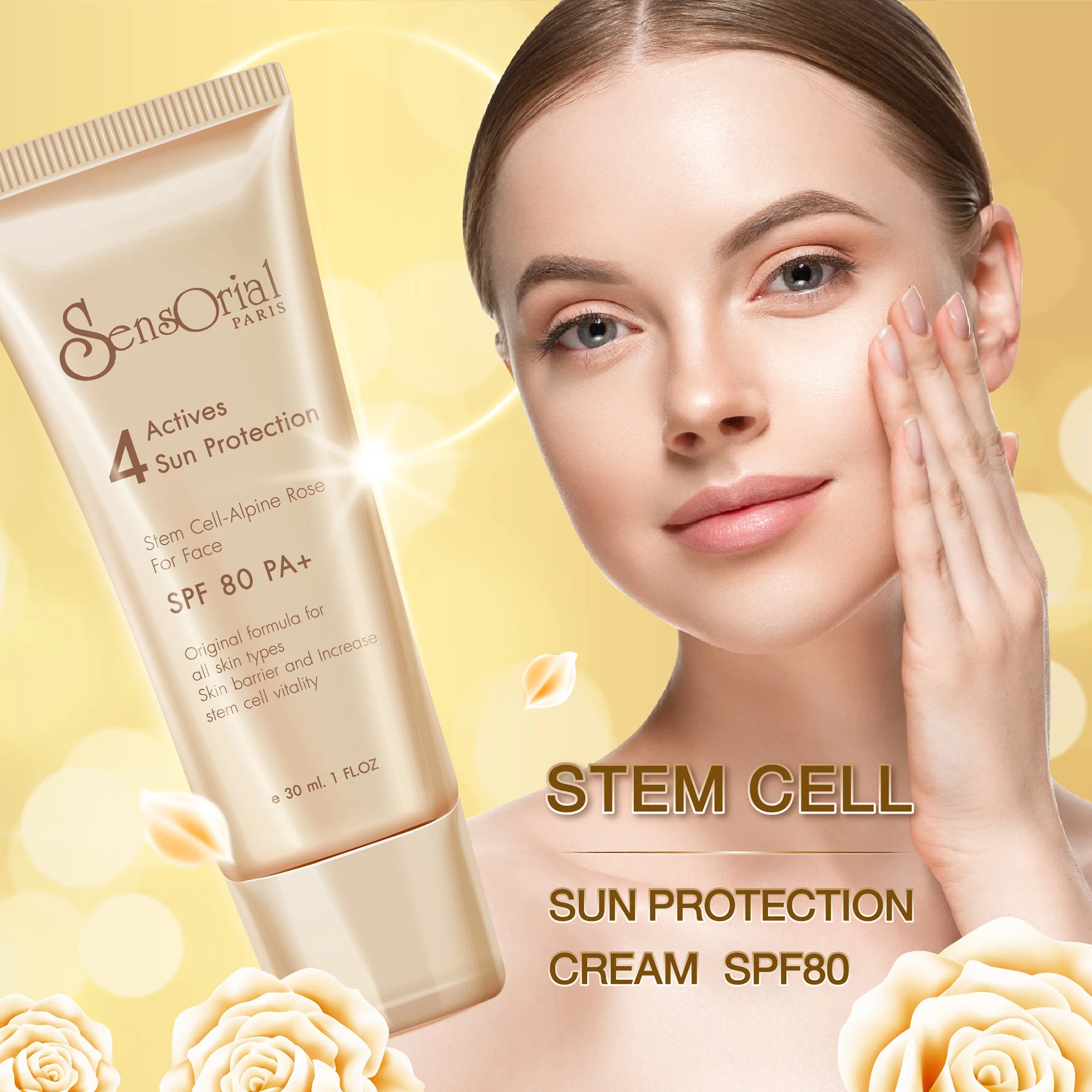 UV Protect Sun Block Lotion with Silk proteins extract Face Sun Cream Sunscreen SPF80 PA+ Water Proof 30 m