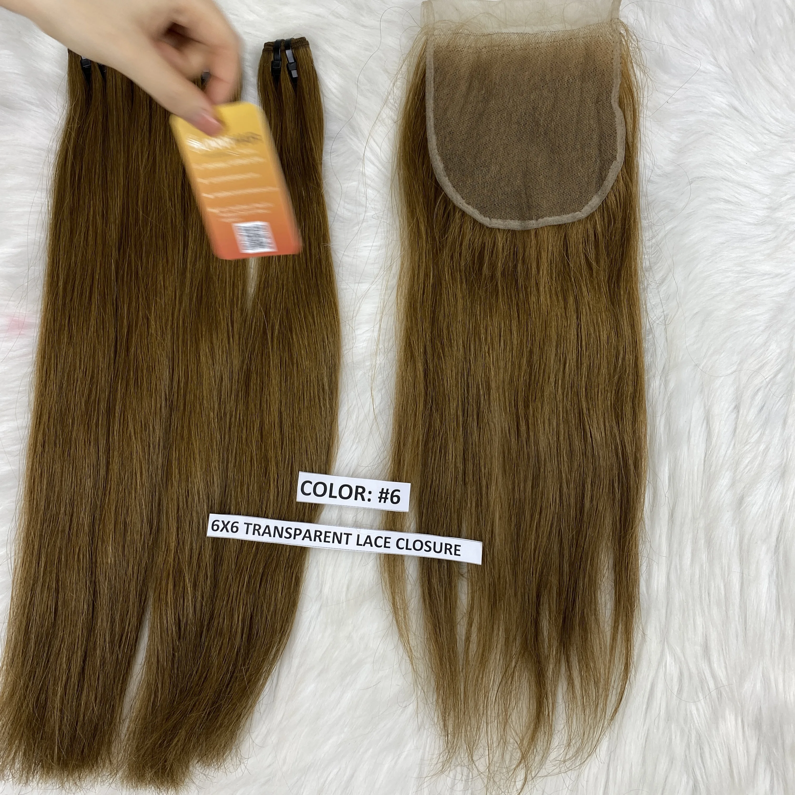 Best Selling Brazilian Combo 3 bundles&1 Lace Closure 6x6 Transparent chestnut color Mink Human Hair Unprocessed Raw Supplier