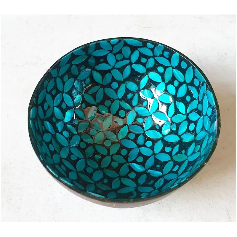 Polished Blue Mother Of Pearl Inlaid Coconut Bowl Wholesale from 100% natural best price made in Vietnam