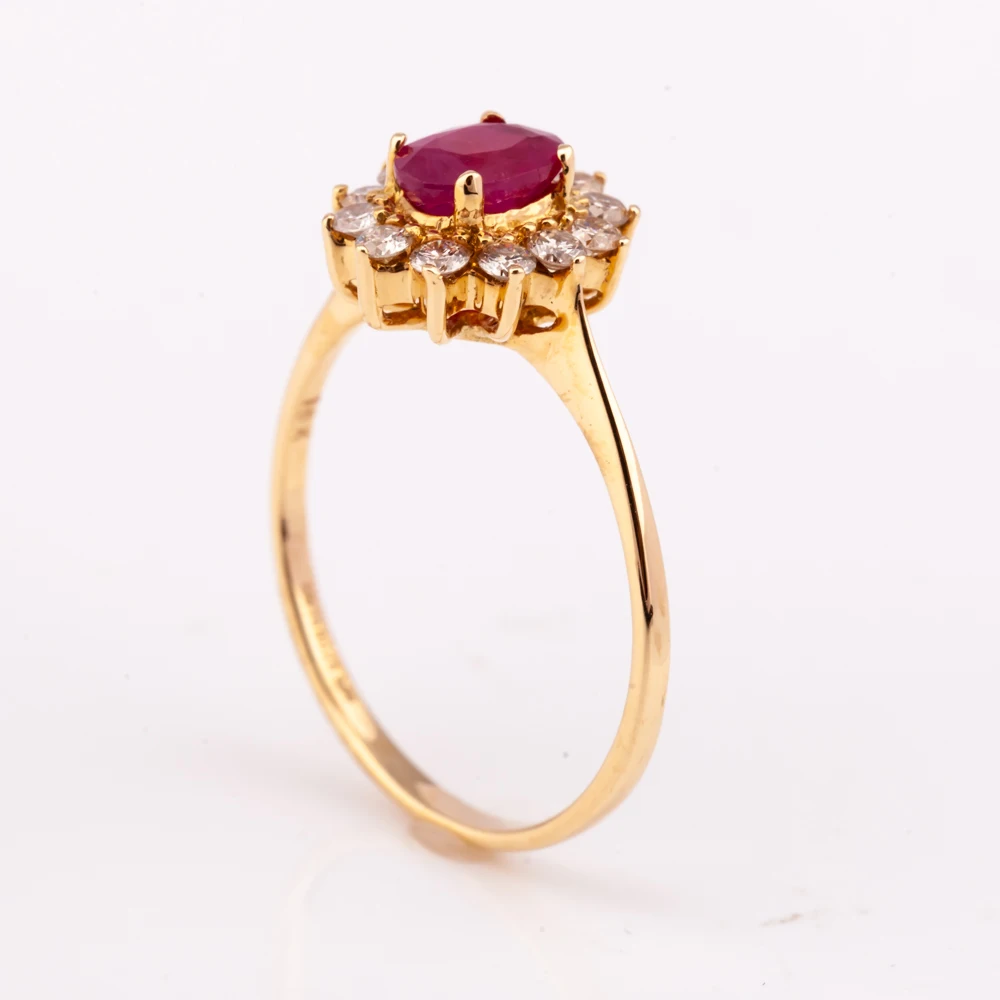 14K Gold Plated Sterling Silver Ring with Natural Ruby Oval Shape Factory Price from Thailand Manufacturer