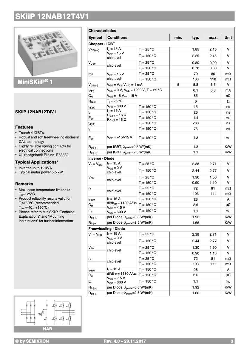 Good Quality Original And Certified SKiiP 12NAB12T4V1 From Germany Other Sensors Motion Sensors