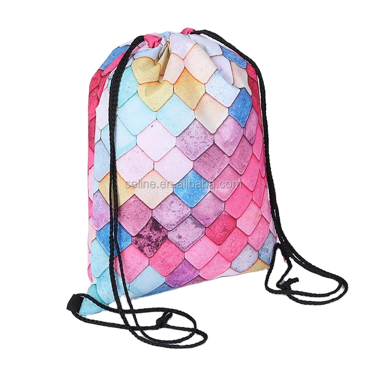 Nylon custom foldable recycle Gym sack Backpack Drawstring sport bag