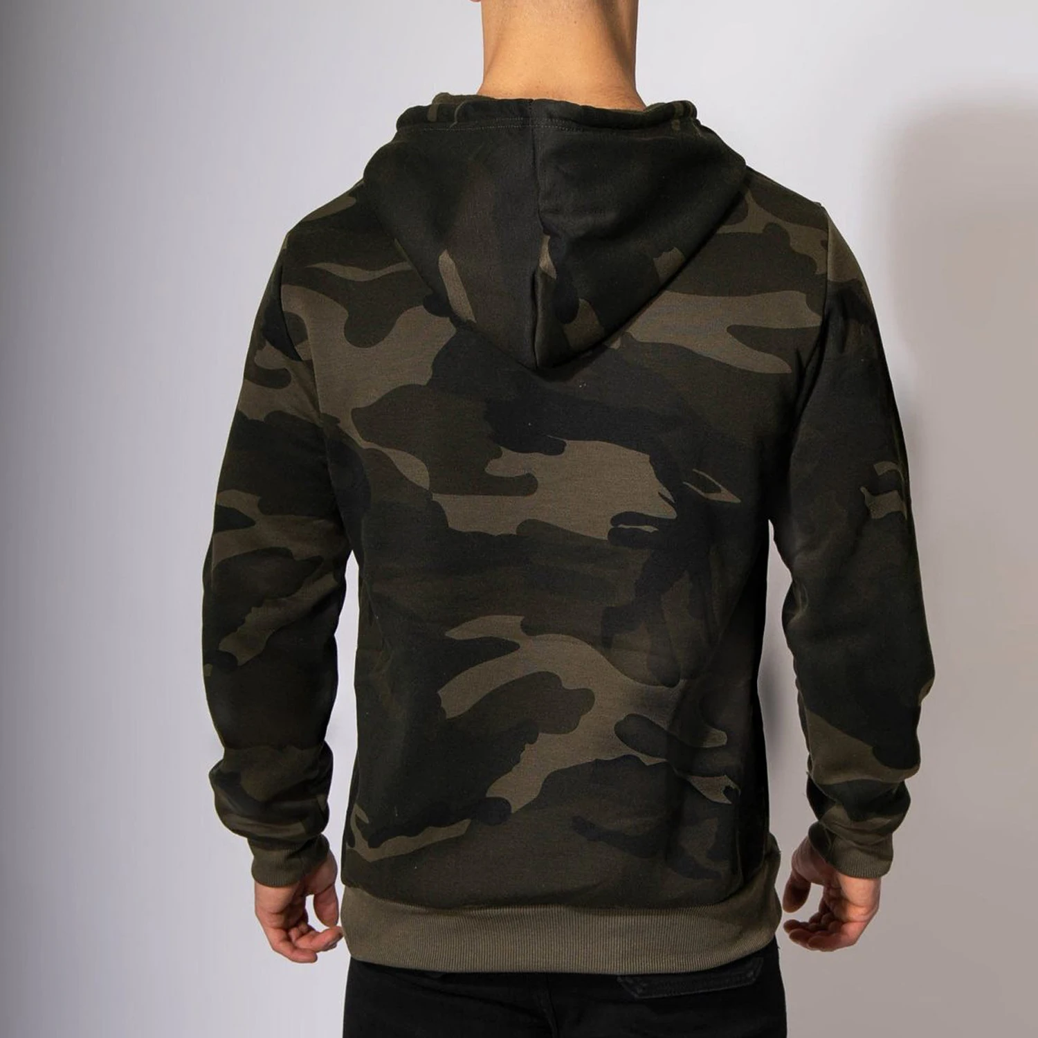 Custom Logo 100% Polyester Sportswear Popular Army Camo Pullover Drawstring Hood Kangaroo Pocket Hoodie