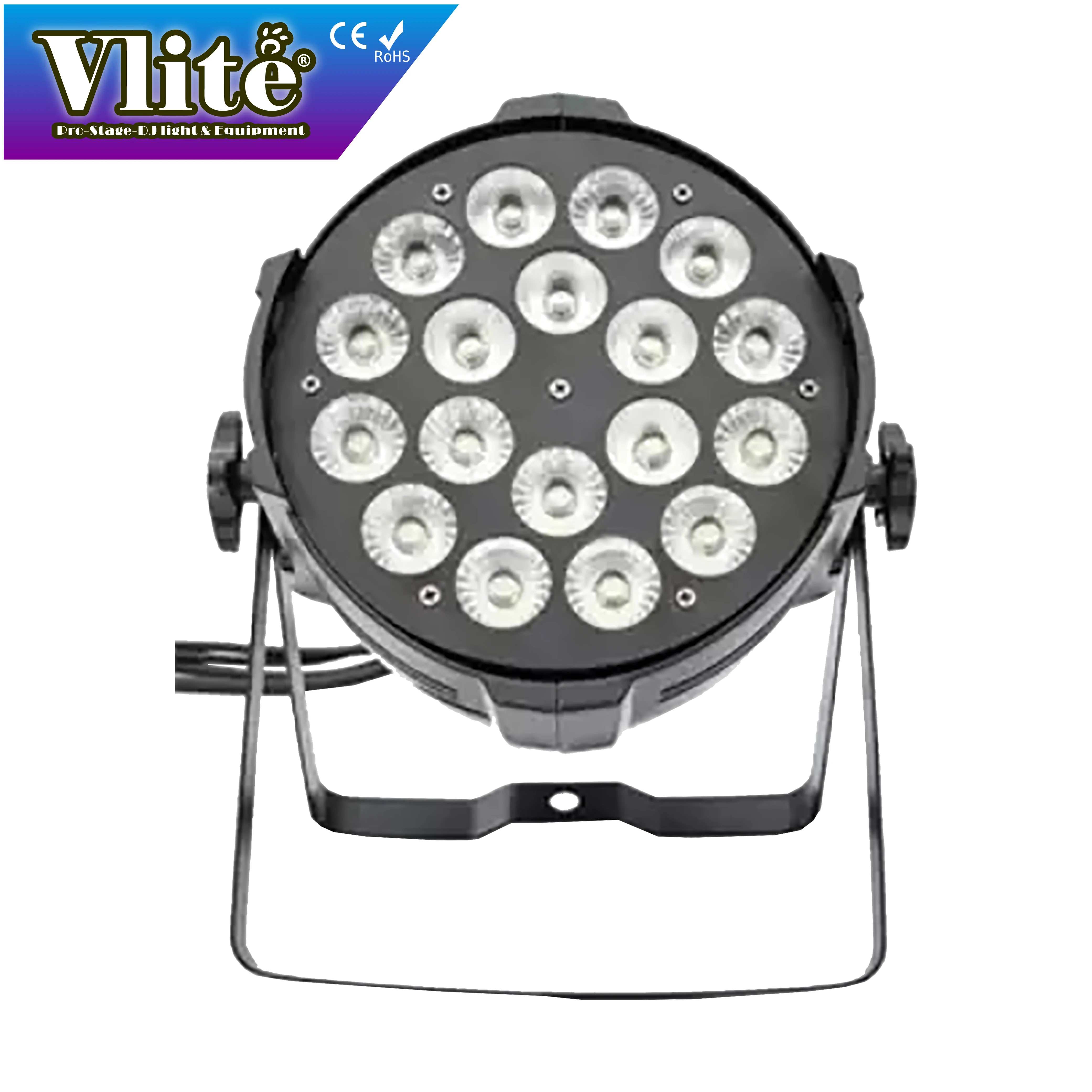 18 x 10W 5-in-1 LED PAR Spotlights RGBWA UV White Projection Lights with Wireless DMX Control for Hotel 12V Power