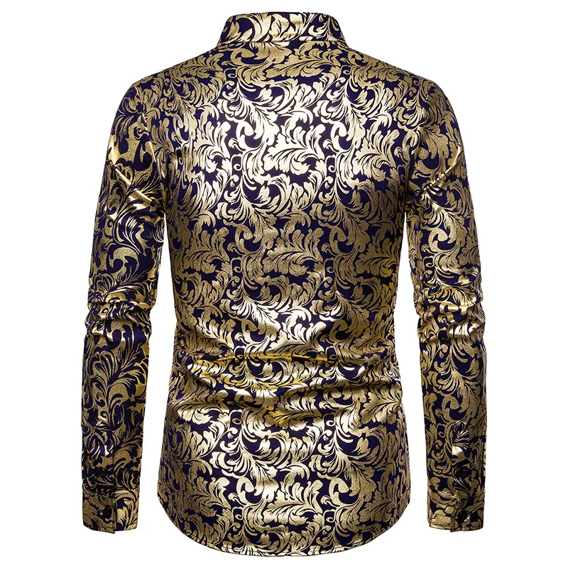 Новинка 2019, повседневная мужская модная рубашка с воротником «Генри», дизайнерская рубашка с длинным рукавом и горячим тиснением