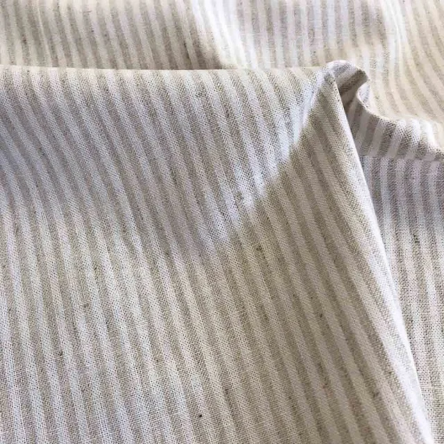100% Cotton Yarn Dyed Woven Natural White Stripe Fabric Sustainable Reusable High Quality Soft Stylish Ecofriendly Comfortable