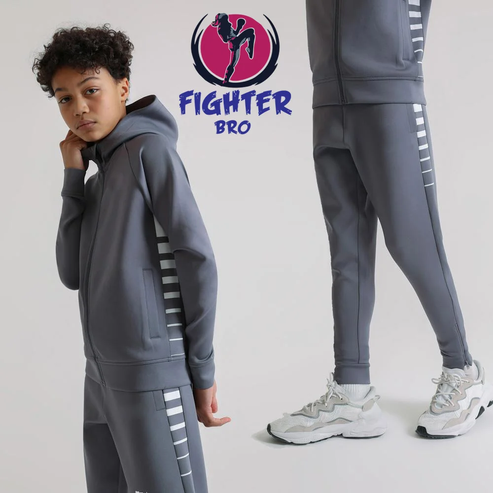 Own brand name striped sports clothes for children Tracksuit