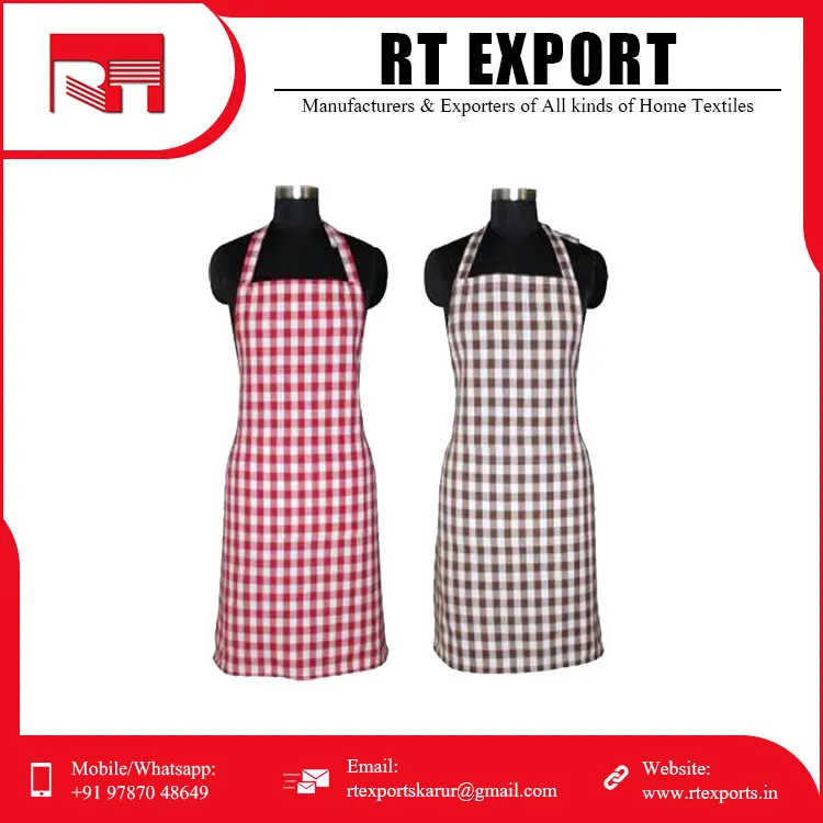 Good Quality Latest Design Cotton Material Custom Print Cooking Kitchen Apron Indian Manufacture