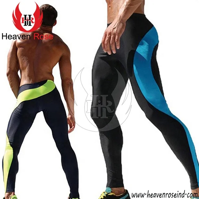 Wholesales Mens Sports Gym Leggings Striped Side Sublimation Tights