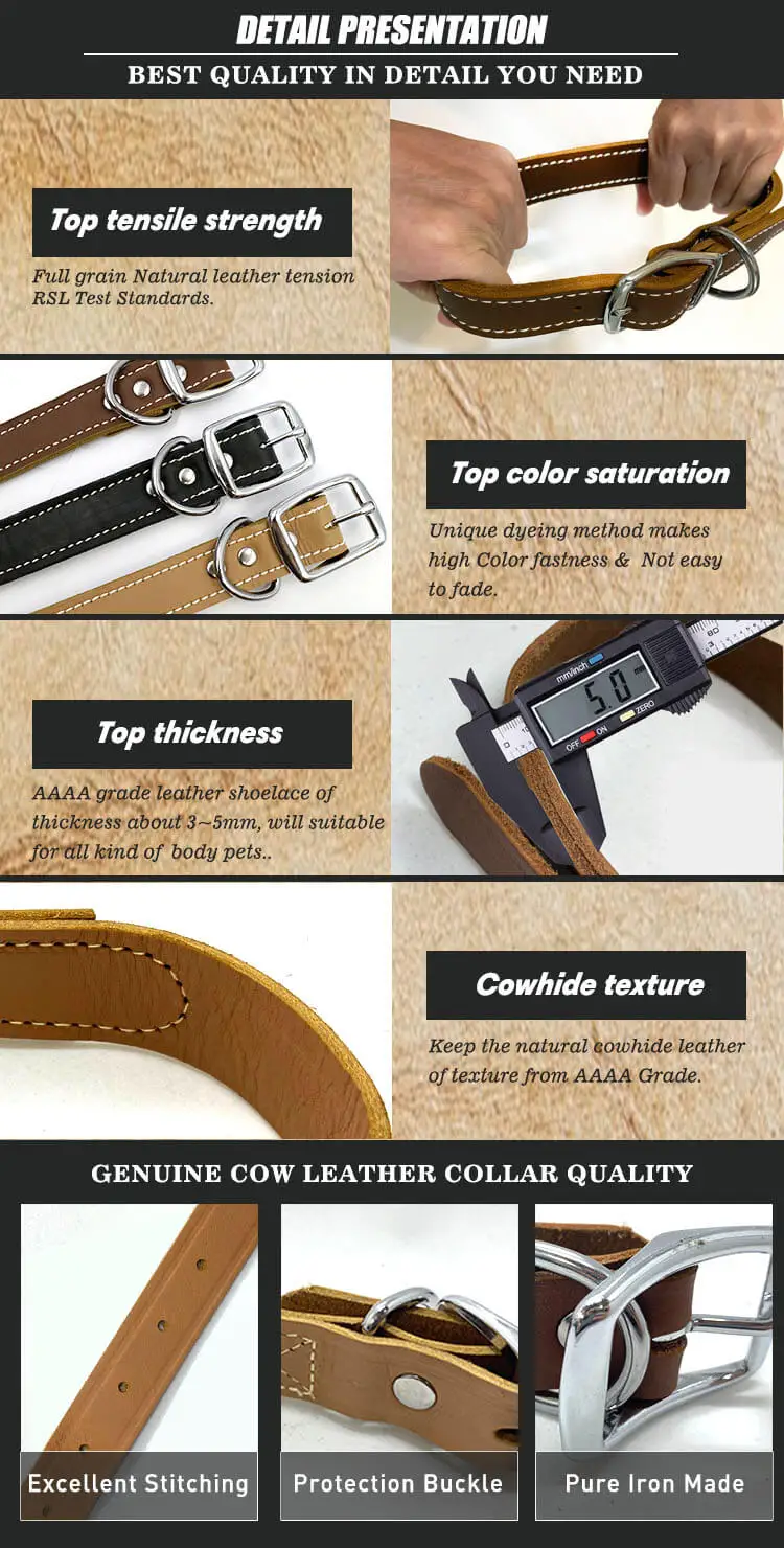 Full Grain Leather Layer Pet Collar