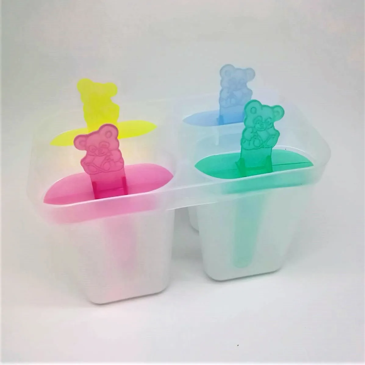 Plastic Ice lolly pop Popsicles maker mould STARWOOD #18SWZXD259 teddy bear handle BPA free food grade children icy lollipop