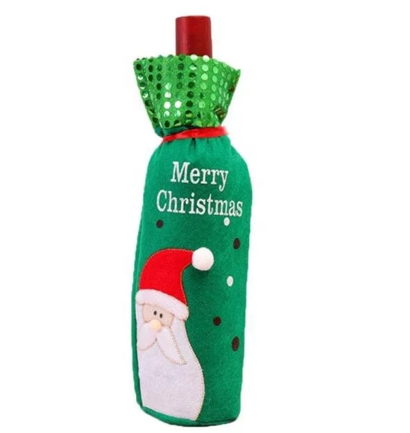 Vietnam Factory Custom Durable Non-woven Santa Bottle Sleeve Christmas Wine Bag