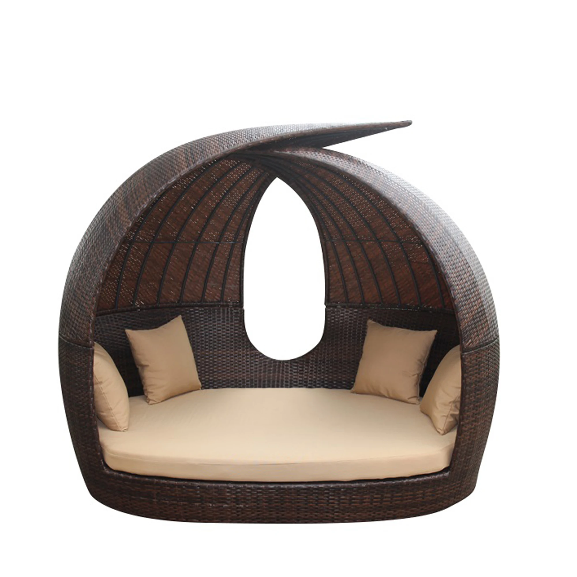 leisure garden daybeds with canopy sun chaise beach sunbed luxury aluminium  frame patio daybed set rattan wicker