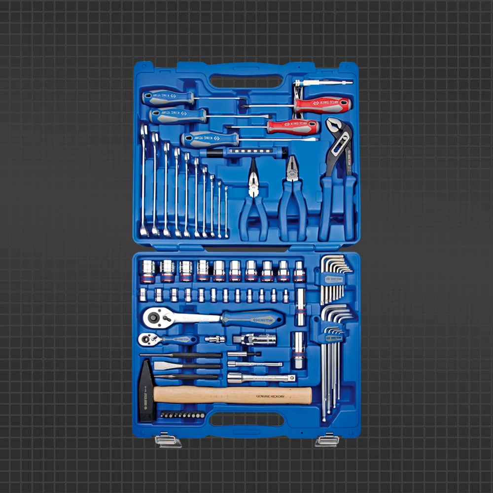 KING TONY Professional 81 PCS 1/2+1/4 Inch Hand Sockets Hand Tool Set Tool Kits 7581MR