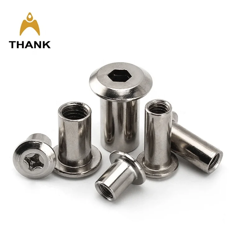 Stainless steel 304 flat head hex socket furniture connector sleeve barrel nut M3 M4 M6 M8 M10