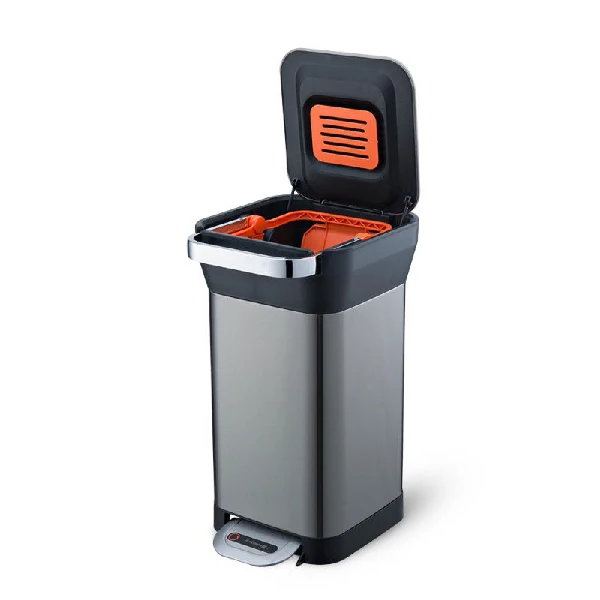 Foot stainless garbage bin round steel pedal trash can modern waste bins supplier trash can factory