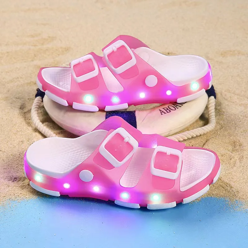 Летние сандалии из пвх на застежке со светодиодной подсветкой