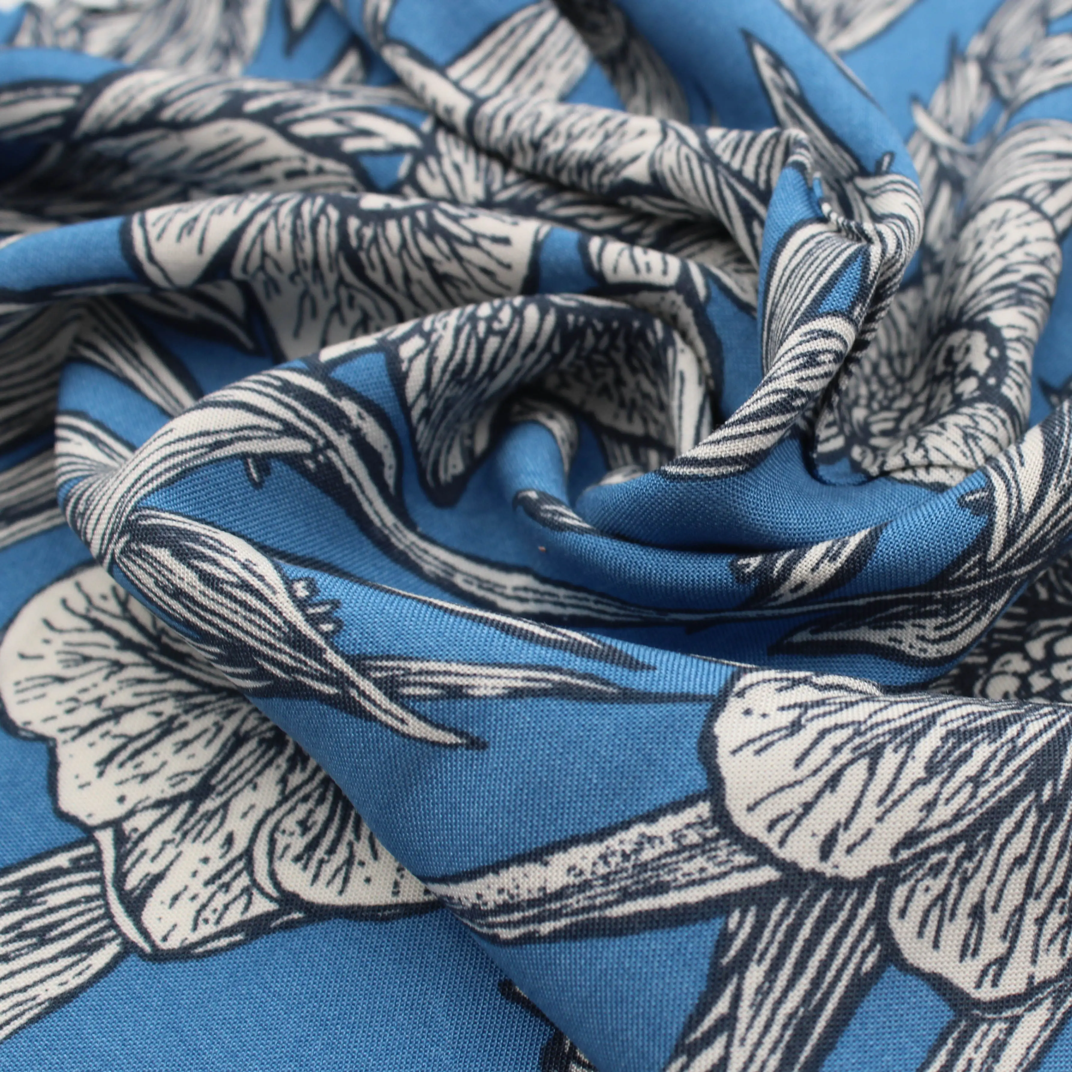 
Parisian Blue Denim Large Floral Design 55