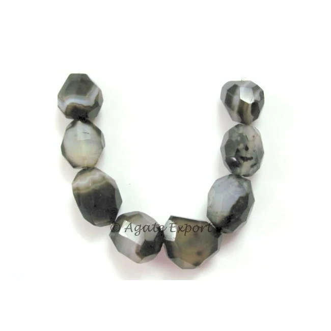 Fashion jewelry making beads Buy online Banded Black Onyx Tumbled Faceted Beads