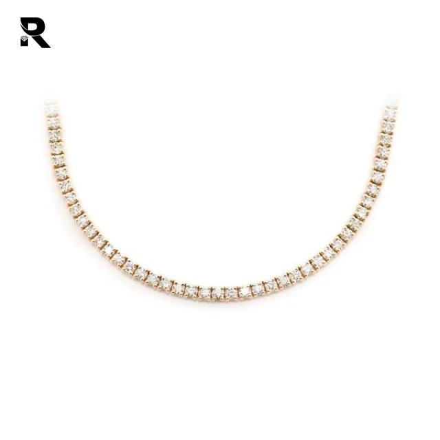 4 Pt Round Diamond Tennis Chain Single Raw Diamond Tennis Necklace Gold Rose for Men & Women White Yellow Custom Packing Natural