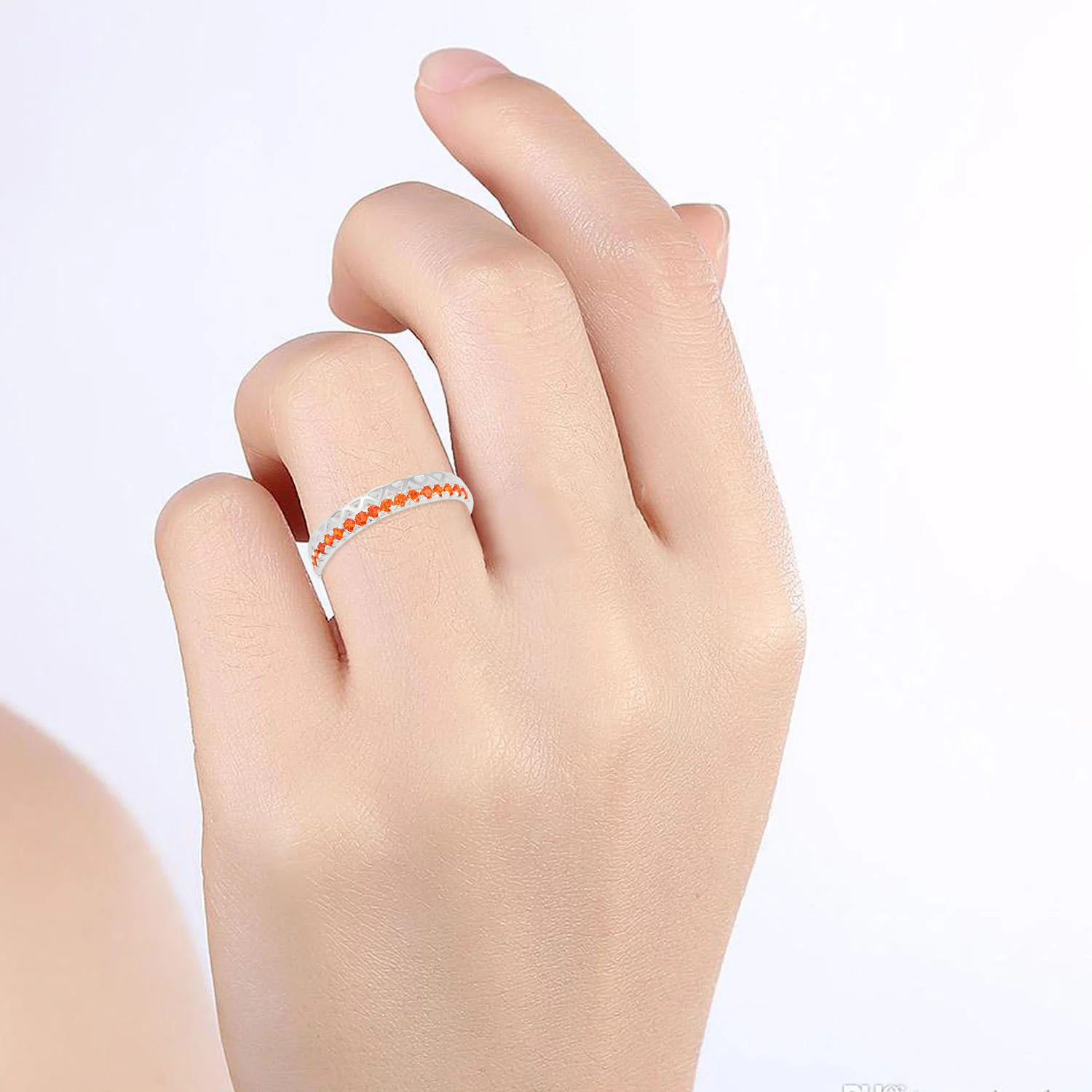 925 Sterling Silver Crown Design Stylish Minimalist Half Eternity Band Carnelian Gemstone Band Ring Fine Jewelry For Her