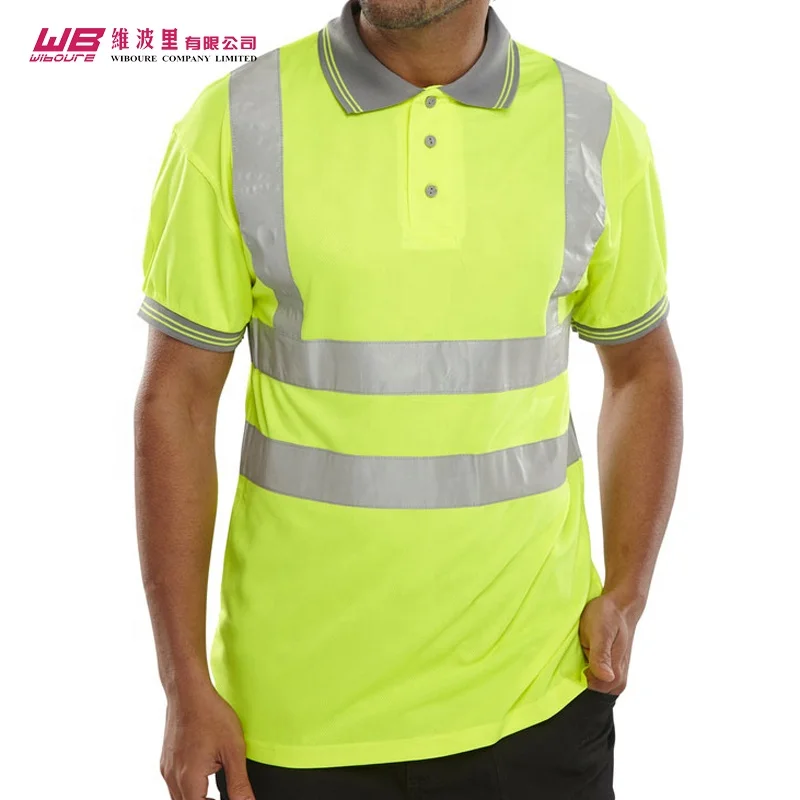 Cheap price company uniform reflective heat stripe Polyester safety Workwear lightweight polo shirt for