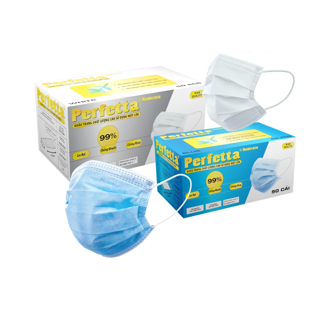 
«Вьетнамское белое, синее, высококачественное, безопасное, дышащее, безупречное, умеренное, 3-слойное одноразовое Медицинское покрытие для лица» 